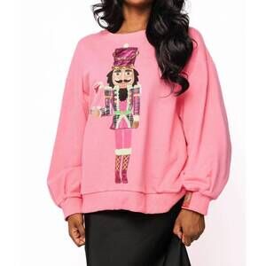 QUEEN OF SPARKLES serving cosmo nutcracker sweatshirt in pink